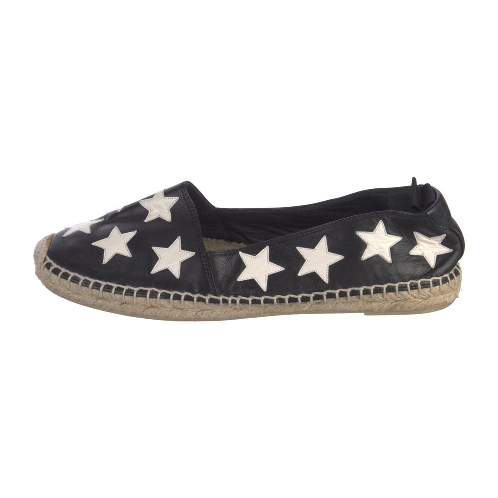 Saint Laurent Leather Espadrille Flats with White Stars